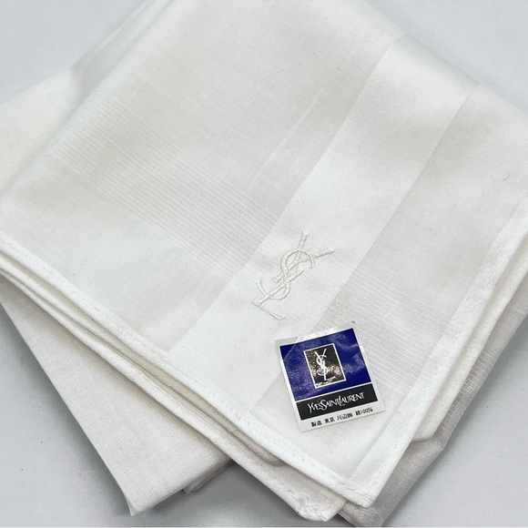 Yves Saint Laurent Ivory Embroidered Scarf Handkerchief | New - Picture 1 of 6